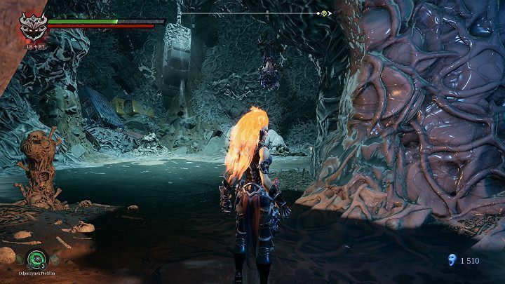 Wchodząc do kolejnej komnaty miej się na baczności, ponieważ pod sufitem wisi kolejny przeciwnik - Zaświaty cz.2 | Solucja do gry Darksiders 3 - Darksiders 3 - poradnik do gry