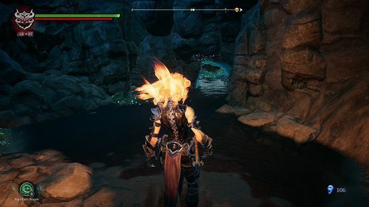 Gdy rozprawisz się z przeciwnikami i pozbierasz przedmioty, przejdź przez mały korytarz widoczny na powyższym obrazku - Boss - Chciwość | Solucja do gry Darksiders 3 - Darksiders 3 - poradnik do gry