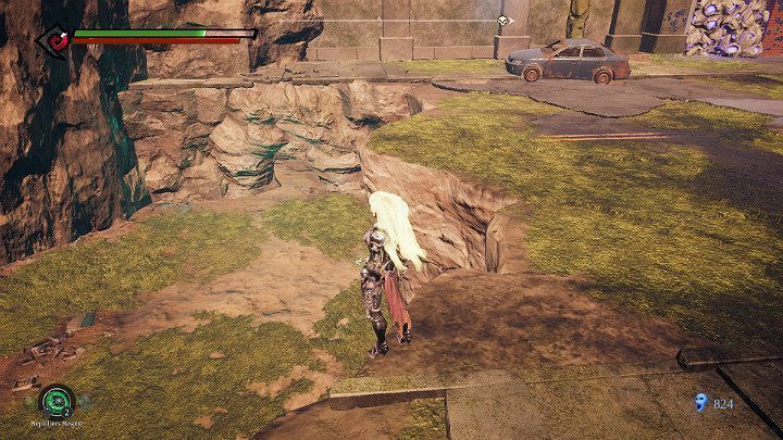Po skończonej walce zeskocz na dół i wejdź do wąskiego przejścia w ścianie widocznego na powyższym obrazku - Schronienie cz.2 | Solucja do gry Darksiders 3 - Darksiders 3 - poradnik do gry
