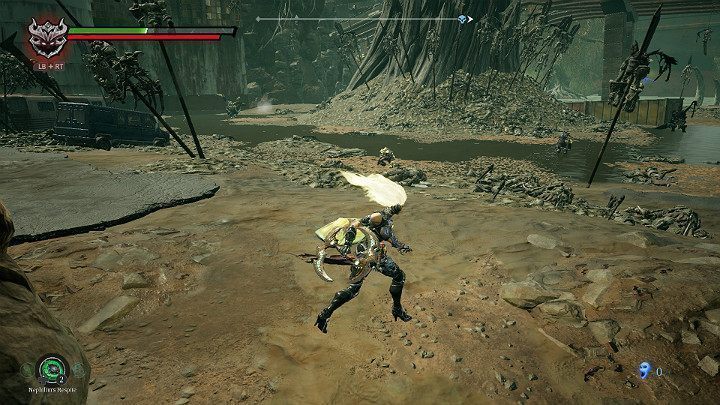 Przed Tobą dwóch przeciwników rzucających kulami kwasowymi - Drzewo wisielca - Darksiders 3 - poradnik do gry