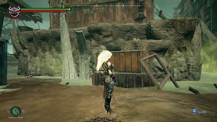 Kontenery spadną nad ziemię tworząc bezpieczne przejście na drugą stronę sadzawki - Drzewo wisielca - Darksiders 3 - poradnik do gry
