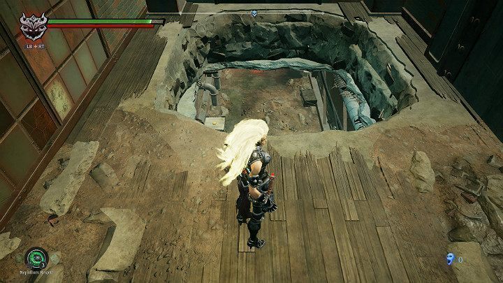 Zeskocz na niższy poziom przez dziurę w podłodze - Zniszczona droga - Darksiders 3 - poradnik do gry