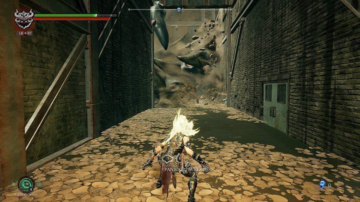 Gdy będziesz przechodzić przez korytarz, wielka macka rozbije ścianę - Zniszczona droga - Darksiders 3 - poradnik do gry