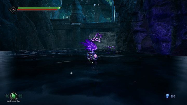 Używając mocnego ataku młota, przesuń skałę bliżej balkonu i wejdź wyżej - Zapomniane jezioro | Solucja do gry Darksiders 3 - Darksiders 3 - poradnik do gry