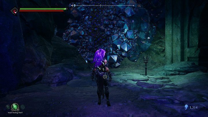 Wskocz na ścianę przy użyciu esencji mocy i podążaj wzdłuż wytyczonej ścieżki - Zapomniane jezioro | Solucja do gry Darksiders 3 - Darksiders 3 - poradnik do gry