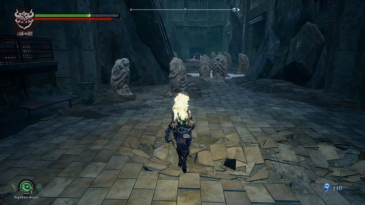 Przechodząc między posągami uważaj na potencjalnych przeciwników, którzy mogą siedzieć wewnątrz nich - Zatopiony tor | Solucja do gry Darksiders 3 - Darksiders 3 - poradnik do gry