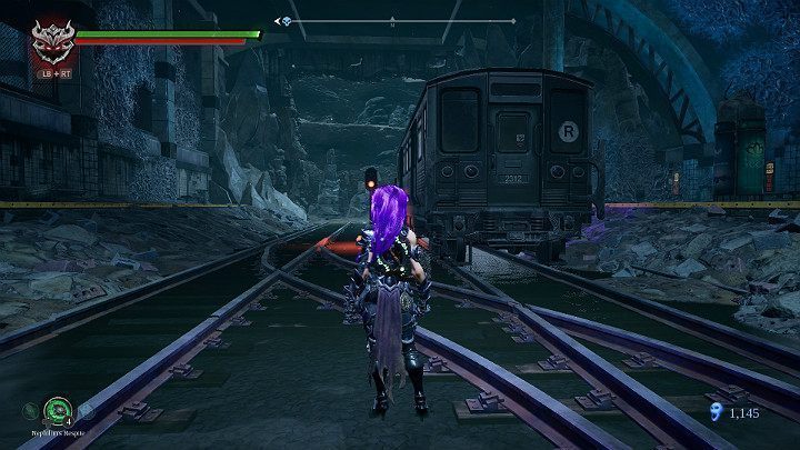 Gdy rozbijesz wszystkie głazy, wagon będzie mógł swobodnie przemieszczać się po szynach - Zatopiony tor | Solucja do gry Darksiders 3 - Darksiders 3 - poradnik do gry