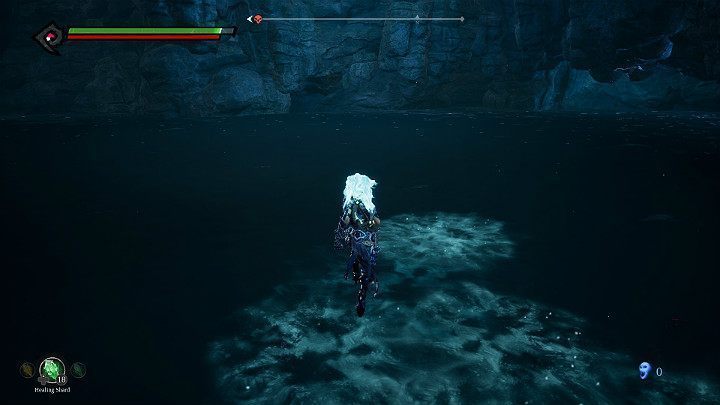 Aktywuj esencję zamrażania i wskocz na taflę podziemnego jeziora - Wyjście z kanałów | Solucja do gry Darksiders 3 - Darksiders 3 - poradnik do gry