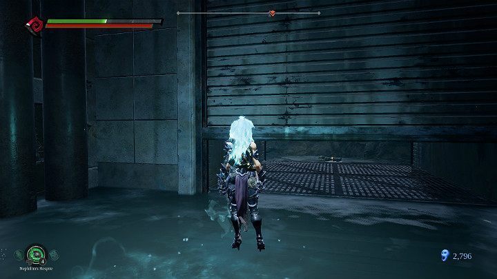 Po zakończonej walce użyj mocy zamrażania, aby wcisnąć się pod bramę garażową - Wyjście z kanałów | Solucja do gry Darksiders 3 - Darksiders 3 - poradnik do gry