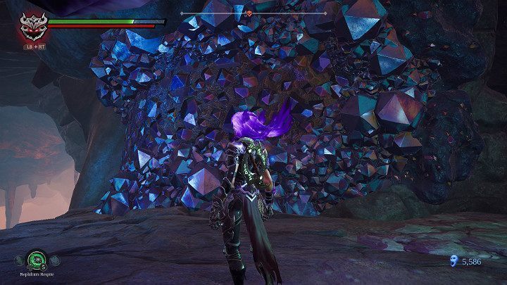 Teraz musisz użyć esencji siły, aby przetoczyć się wzdłuż ściany - Droga do lokacji Blizna | Solucja do gry Darksiders 3 - Darksiders 3 - poradnik do gry