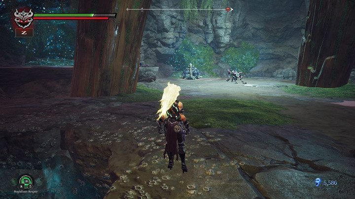 Za konarami drzewa znajdują się przyczajeni przeciwnicy - Droga do lokacji Blizna | Solucja do gry Darksiders 3 - Darksiders 3 - poradnik do gry