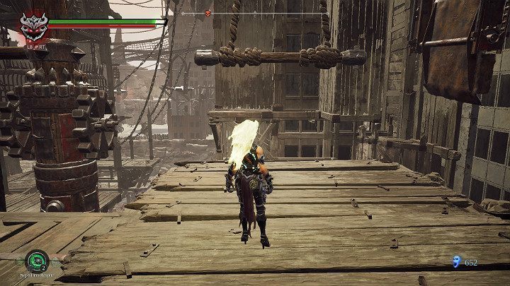 Uderz w koło zębate w taki sposób, aby trapez ustawił się w pozycji przedstawionej na powyższym obrazku - Blizna | Solucja do gry Darksiders 3 - Darksiders 3 - poradnik do gry