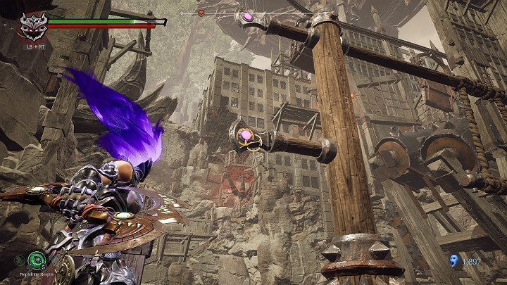 Wejdź na wyższy poziom platformy i uderz w koło zębate - Blizna | Solucja do gry Darksiders 3 - Darksiders 3 - poradnik do gry