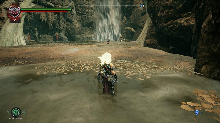 Zlikwiduj kolejnych przeciwników i zbierz przedmiot za wodospadem - Ziemia Kości cz. 2 (Zatopiona dzielnica) | Solucja do gry Darksiders 3 - Darksiders 3 - poradnik do gry