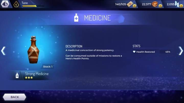 Strong Medicine: odnawia 45% punktów zdrowia - Jak zregenerować życie bohatera - leczenie w AC Rebellion - Assassins Creed Rebellion - poradnik do gry