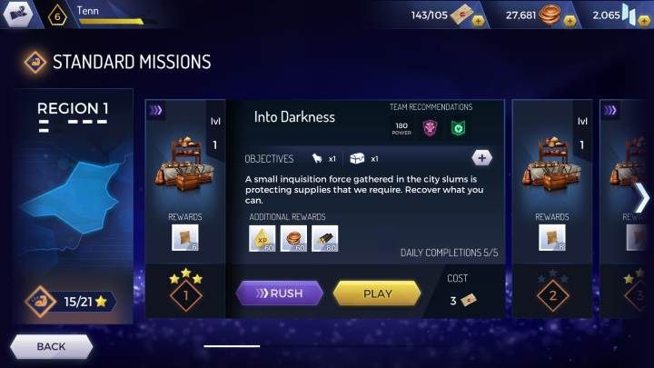 Po odblokowaniu Rush Mode ponowie wejdź w menu wybierania misji i wybierz opcję rush oznaczoną na fioletowo - Tryb Rush w Assassins Creed Rebellion - Assassins Creed Rebellion - poradnik do gry