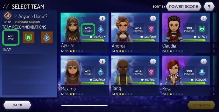 Pierwszym ważnym elementem wyboru teamu jest siła postaci - Jak odpowiednio dobrać team do misji w Assassins Creed Rebellion? - Assassins Creed Rebellion - poradnik do gry