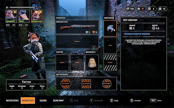 Zdecydowanie najlepszy przedmiot do walk z botami to granat EMP - Jak radzić sobie z wrogimi robotami w Mutant Year Zero? - Mutant Year Zero - poradnik do gry