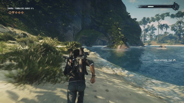Na plaży ujrzysz wnękę w górze, do której wpływa woda - Just Cause 4: Tumba Del Sabio | Grobowce - Just Cause 4 - poradnik do gry
