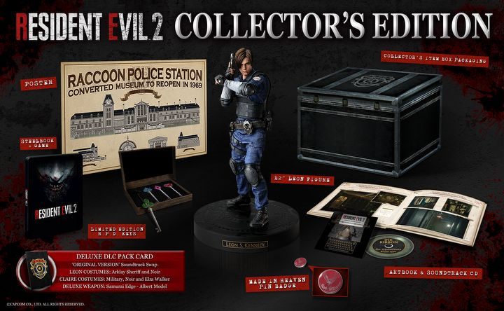 Fizyczna europejska edycja kolekcjonerska ma do zaoferowania następujące elementy - Resident Evil 2 - poradnik do gry