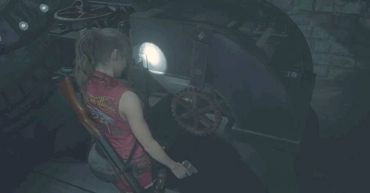 Mały tryb na górnym piętrze - w jego miejsce włóż duży tryb - Jak rozwiązać zagadkę z wieżą zegarową w Resident Evil 2? - Resident Evil 2 - poradnik do gry