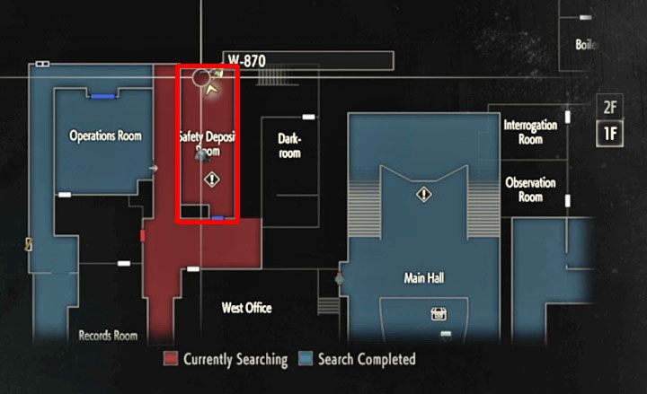 Musisz teraz dotrzeć do pomieszczenia Safety Despoit Room, które również zlokalizowane jest na piętrze 1F komisariatu - Jak zdobyć strzelbę (Leon) w Resident Evil 2? - Resident Evil 2 - poradnik do gry