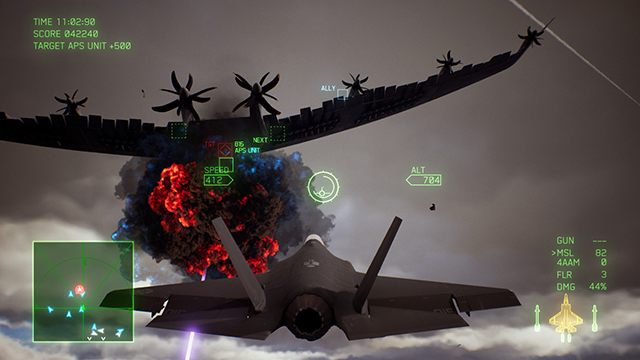 Po trafieniu możesz spokojnie obserwować osuwanie się kolosa do morza - Jak pokonać bossa Arsenal Bird w Ace Combat 7? - Ace Combat 7 Skies Unknown - poradnik do gry