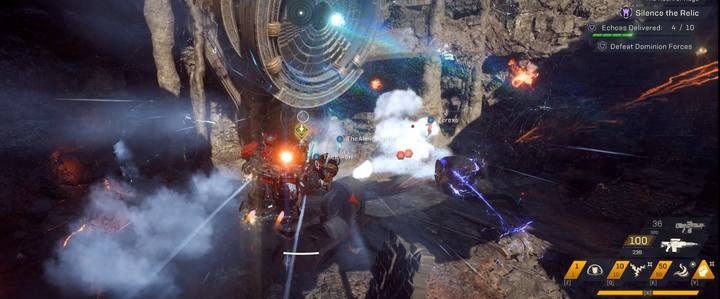 Zbieraj Echa i umieszczaj je przy bramie; uważaj, gdyż obok spawnują się przeciwnicy - Serce Furii (Heart of Rage) | Fortyfikacje w Anthem - Anthem - poradnik do gry
