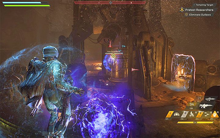 W dużej sali rozpocznie się nowa bitwa, w której do pokonania jest liczna grupa bandytów i w której również zakazane są respawny - Freelancerzy - Misje poboczne w Anthem - Anthem - poradnik do gry