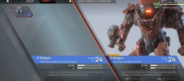 Wybierz zakładkę schematów, by podejrzeć jakie przedmioty z wybranej kategorii możesz tworzyć i na jakim poziomie - Crafting w Anthem - Tworzenie przedmiotów - Anthem - poradnik do gry
