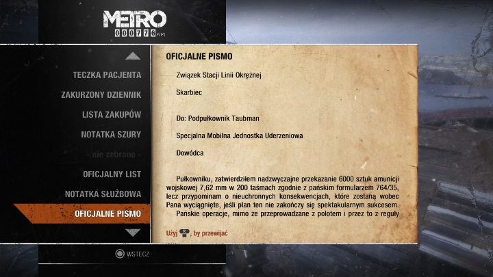 Zebranie tego dokumentu powoduje, że nie możesz przejść tego etapu niezauważonym - Metro Exodus: Moskwa - Dzienniki i pocztówki, lista wszystkich - Metro Exodus - poradnik do gry