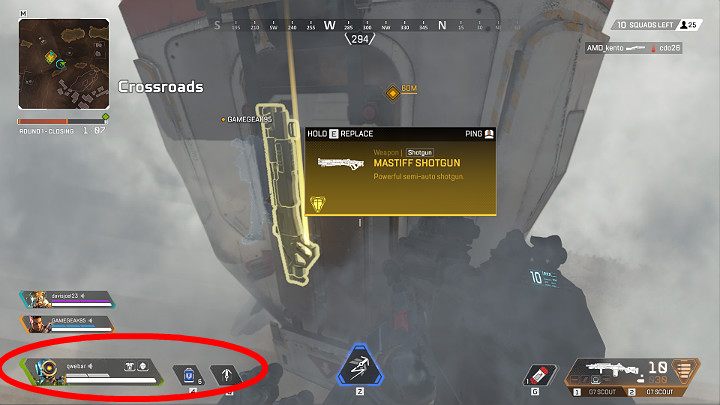 Każda Legenda w grze Apex Legends posiada na starcie 100 punktów zdrowia - Interfejs na ekranie w Apex Legends - Apex Legends - poradnik do gry