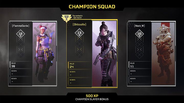 Na początku rozgrywki w Apex Legends zostaje ujawniony Champion, czyli Gracz któremu udało się wygrać poprzednią rozgrywkę z bardzo dobrym wynikiem - Porady na start - jak grać w Apex Legends? - Apex Legends - poradnik do gry