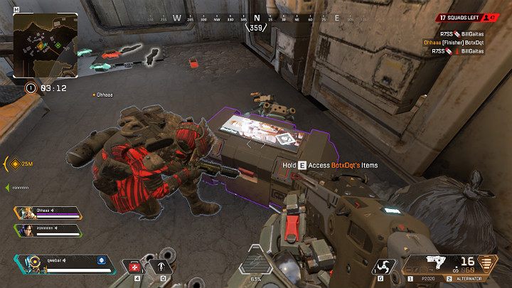Pamiętaj, aby od samego początku informować członków drużyny o dostępnym uzbrojeniu z którego sam nie skorzystasz - Runda 1 - Przebieg meczu w Apex Legends - Apex Legends - poradnik do gry