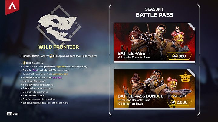 Do aktywacji przepustki bojowej w grze Apex Legends będziesz potrzebować odpowiednią ilość Apex Coins - Sezon 1 w Apex Legends: przepustka bojowa, nagrody, skórki - Apex Legends - poradnik do gry