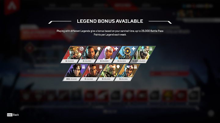 Apex Legends umożliwia Graczom otrzymanie dodatkowego bonusu punktowego za przetrwanie, który naliczany jest osobno dla każdej z postaci - Nagrody sezonowe, skórki i punkty sezonowe w Apex Legends - Apex Legends - poradnik do gry