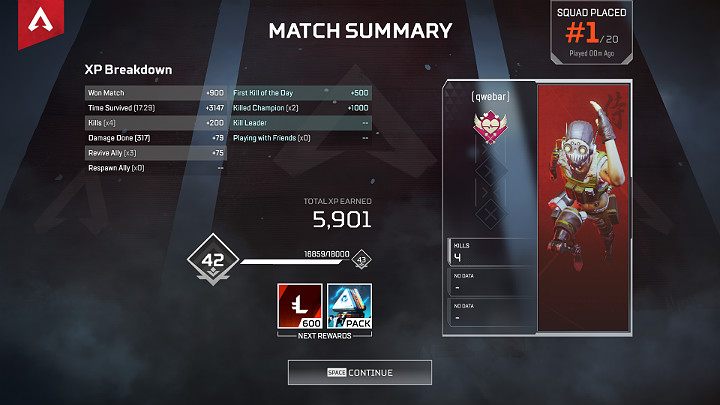 Podstawowe punkty doświadczenia w grze Apex Legends zdobywa się poprzez rozgrywanie meczów w Królewskim Kanionie - Jak levelować przepustkę bojową w Apex Legends? - Apex Legends - poradnik do gry