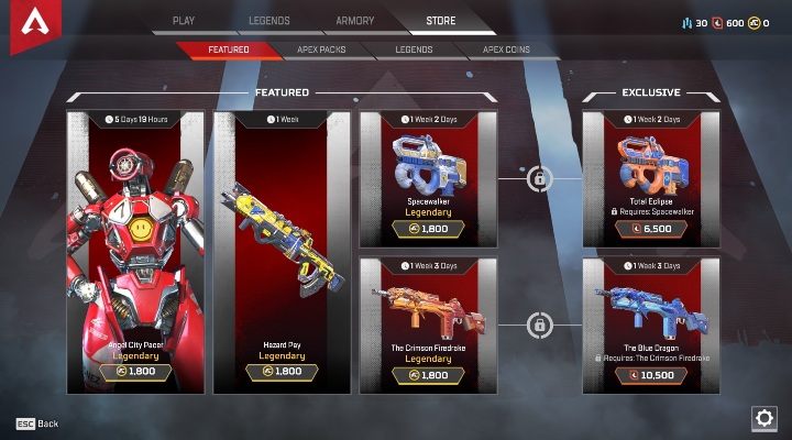 Sklep rotacyjny to miejsce, w którym możesz zakupić konkretne postacie i przedmioty kosmetyczne - Waluty w grze - Mikrotransakcje - Apex Legends - poradnik do gry