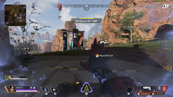 Gdy tylko aktywujesz umiejętność specjalną Wraith i postawisz pierwszy portal, energia riftu zacznie się wyczerpywać - Wraith - postacie w Apex Legends - Apex Legends - poradnik do gry