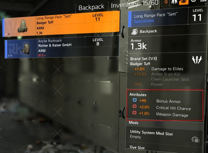 Na ekranie ekwipunku możesz sprawdzić, jakie atrybuty zapewniają Twoje przedmioty. - Co oznaczają kolory poziomów postaci w Division 2? - The Division 2 - poradnik do gry