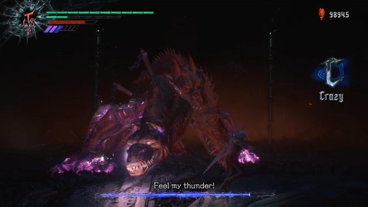Gdy zgasną płomienie, wróg zacznie ładować kolejny żywioł - szybko odbiegnij od niego, by uniknąć silnego ataku obszarowego - Król Cerber - Boss w Devil May Cry 5 - Devil May Cry 5 - poradnik do gry