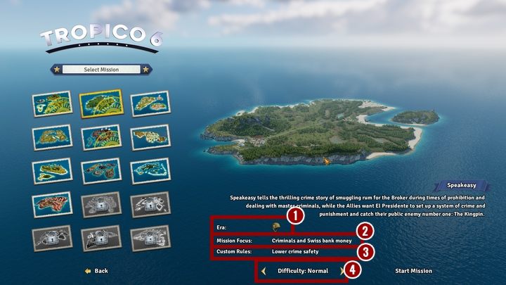Na panelu wyboru zadania otrzymasz podstawowe informacje z nim związane - Informacje ogólne o wyspach w Tropico 6 - Tropico 6 - poradnik do gry