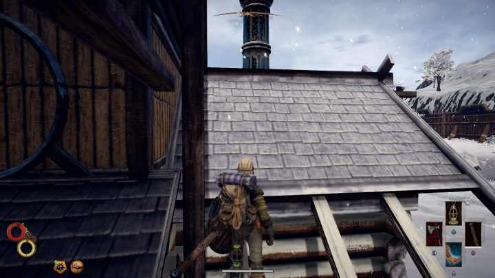 Po belkach dostań się na mniejszy dach. - Jak zdobyć unikalny pancerz Skeleton Armor Set w Outward? - Outward - poradnik do gry