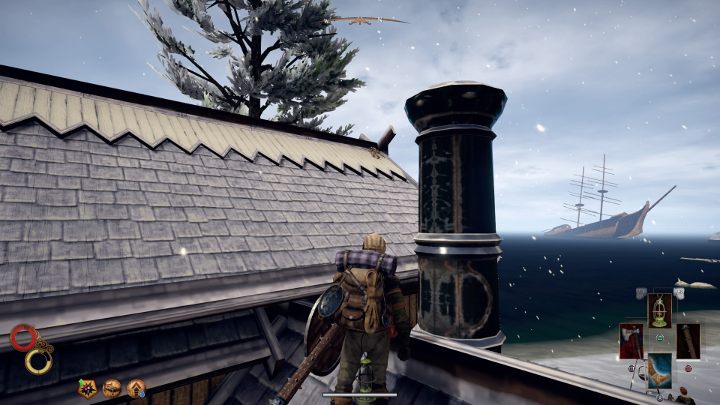 Z mniejszego dachu wejdź na większy dach - tam odnajdziesz pozostałe części pancerza. - Jak zdobyć unikalny pancerz Skeleton Armor Set w Outward? - Outward - poradnik do gry