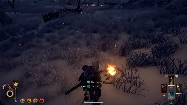 A na koniec rozstaw ognisko i je rozpal. - Jak ogrzać postać w Outward? - Outward - poradnik do gry