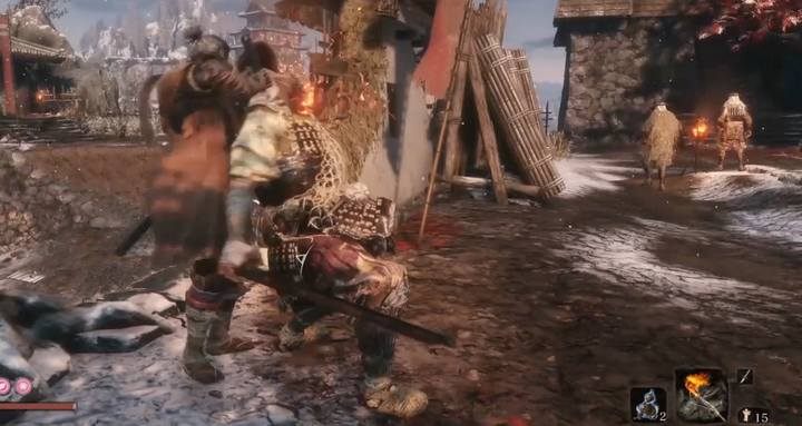 Wyeliminuj okolicznych żołnierzy, najlepiej po cichu, by nie pomagali bossowi - Generał Tenzen Yamauchi | Boss w Sekiro Shadows Die Twice - Sekiro Shadows Die Twice - poradnik do gry