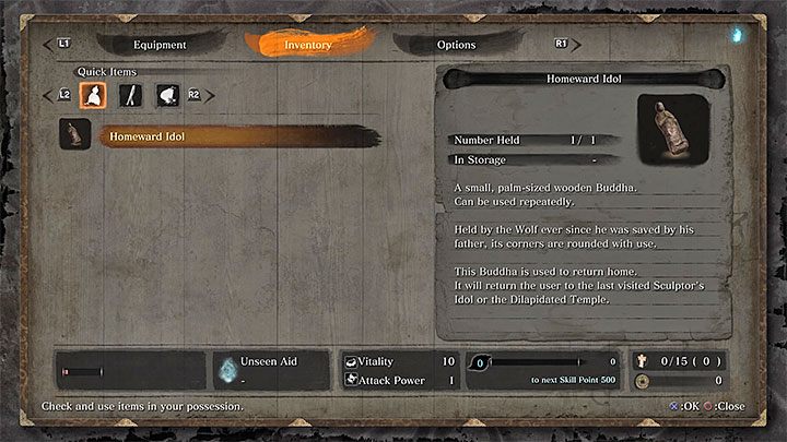 Drugi sposób to skorzystanie z posążka powrotu (Homeward Idol) automatycznie otrzymywanego na początku gry - Czy w Sekiro jest szybka podróż? - Sekiro Shadows Die Twice - poradnik do gry
