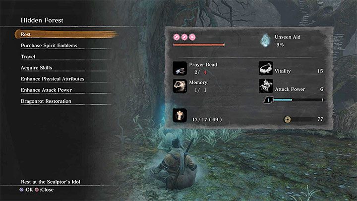 Powróć tą samą drogą do posążka i wybierz opcję odpoczynku - Farmienie xp i złota w Sekiro Shadows Die Twice - Sekiro Shadows Die Twice - poradnik do gry