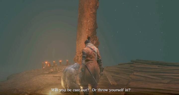 Aby dostać się do Głębin w Ashinie, musisz rzucić się w przepaść podążając boczną ścieżką z lochów - Shinobi Eyes Shirahagi | Boss w Sekiro Shadows Die Twice - Sekiro Shadows Die Twice - poradnik do gry