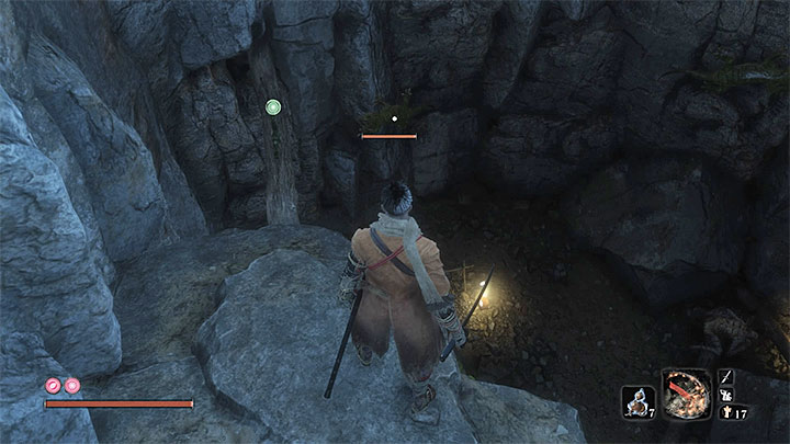 W trakcie eksploracji jaskiń musisz okazjonalnie polegać na haku z liną - za nowymi zaczepami rozglądaj się także w pobliżu sufitu - Zatopiona dolina | Solucja Sekiro Shadows Die Twice - Sekiro Shadows Die Twice - poradnik do gry